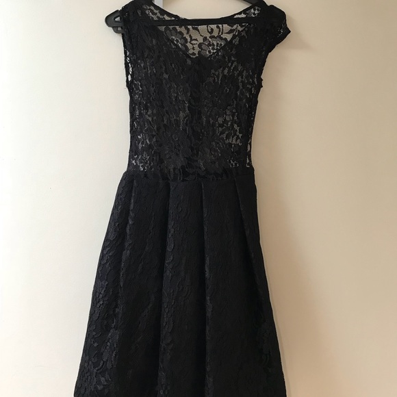 Black lace cocktail dress handmade with ribbon bow - Picture 2 of 8